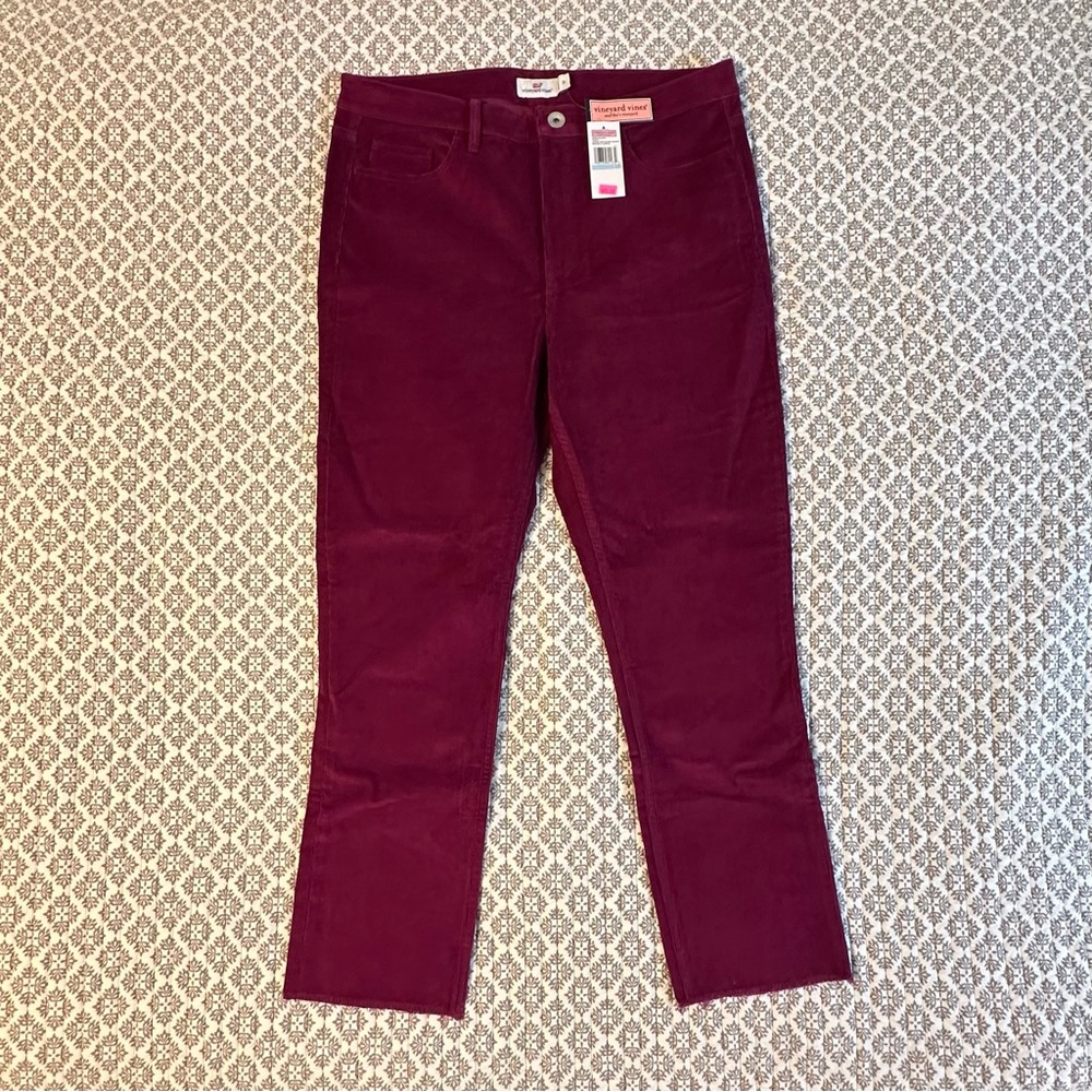 Vineyard Vines Straight Crop Corduroy Pants (Magenta Purple) Women's Size 31
